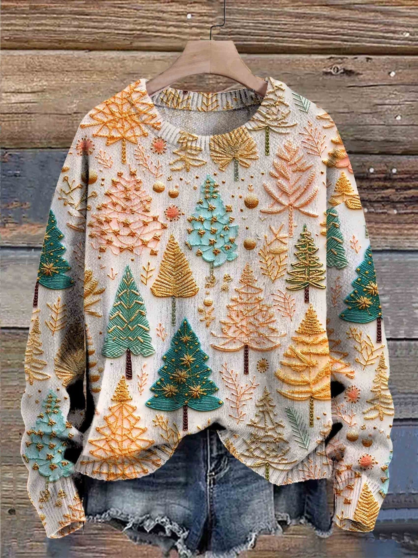 Sora | Warm Cozy Sweater with Christmas Trees